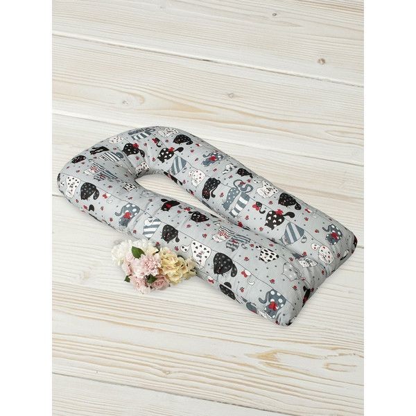 Подушка AmaroBaby для беременных Котики 340х35 см, холлофайбер