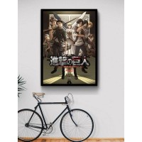 Постер "34;Просто Постер "34; Атака титанов. Обложка к 3 сезону 60x90 в раме Металл