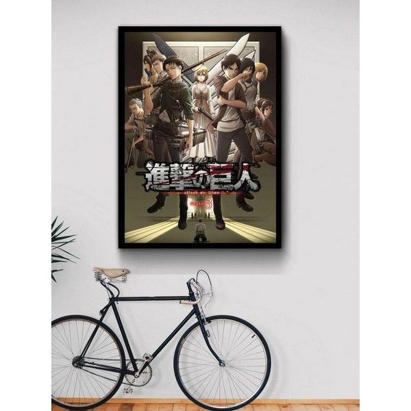 Постер "34;Просто Постер "34; Атака титанов. Обложка к 3 сезону 60x90 в раме Металл