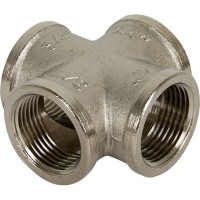 Крестовина Valtec, внутренняя резьба, 3/4 "34;, никелированная латунь VTr.760.N.0005