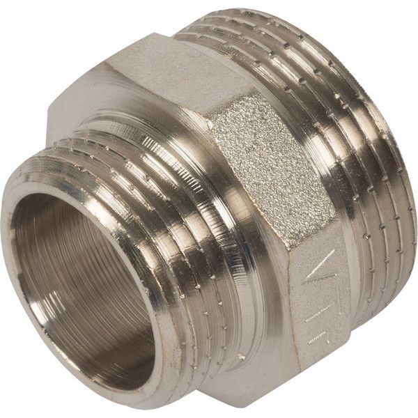 Ниппель переходной Valtec, наружная-наружная резьба, 1 1/4 "34;х1 "34;, никелированная латунь VTr.580.N.0706