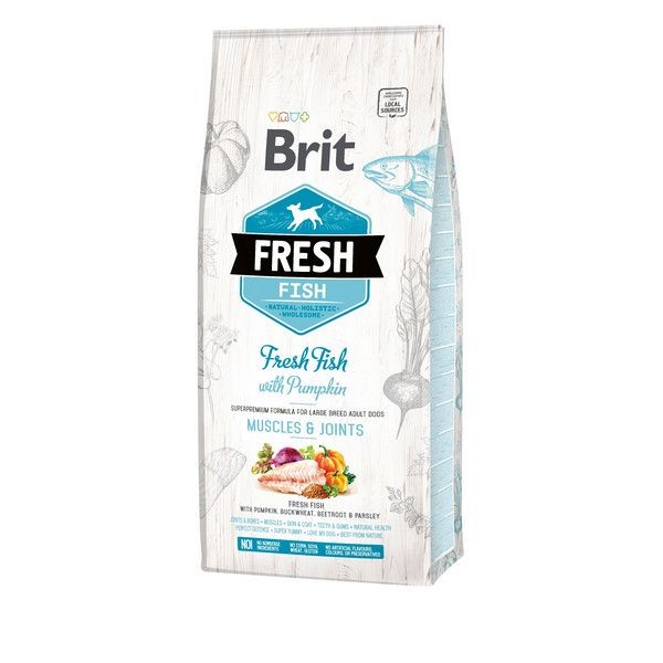 Сухой корм для собак крупных пород BRIT Fresh Adult Large Fish with Pumpkin Рыба Тыква 12 кг