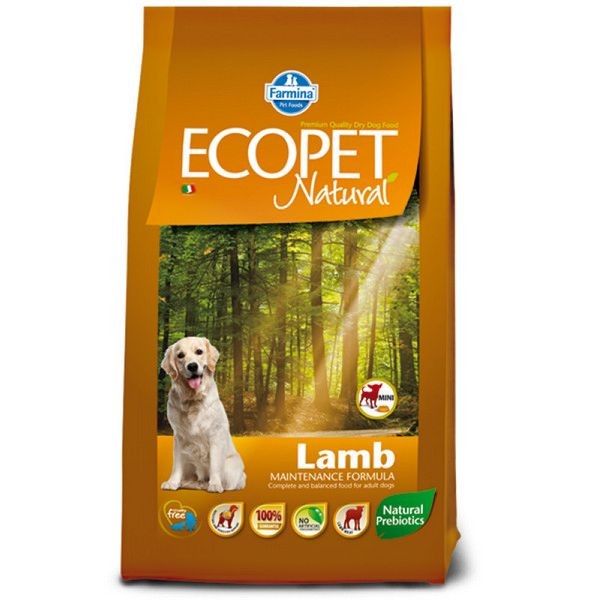 Сухой корм для собак мелких пород, склонных к аллергии FARMINA Ecopet Natural Lamb Mini Ягненок 12 кг