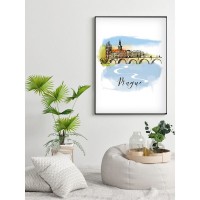 Плакат "34;Просто Постер "34; Прага в цвете 90x120 в подарочном тубусе 394835795301