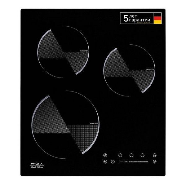 Варочная панель индукционная KRONA Ombra, 3 конфорки, 45х52 см, цвет черный