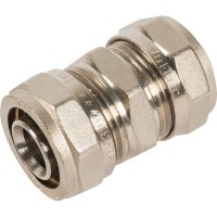 Соединитель обжимной Valtec, 26 мм, никелированная латунь VTm.303.N.002626