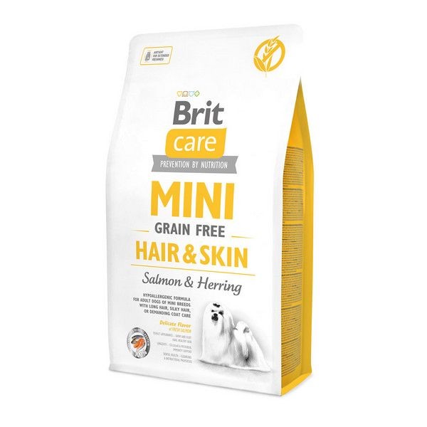 Сухой корм для собак мини-пород с шерстью, требующей ухода BRIT Care Mini GF Hair&Skin беззерновой 2 кг