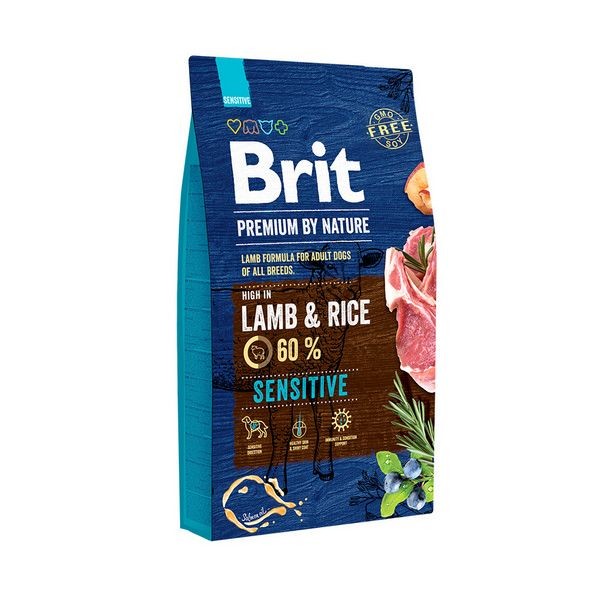 Сухой корм для собак с чувствительным пищеварением BRIT Premium By Nature Sensitive Lamb Ягненок 8 кг