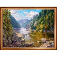 Картина на холсте Русская коллекция Горная речка БС-х39, 68х88 см