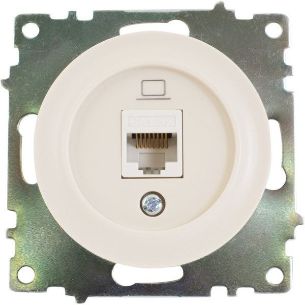 Розетка компьютерная встраиваемая Onekey Florence RJ45, UTP cat 5, цвет бежевый