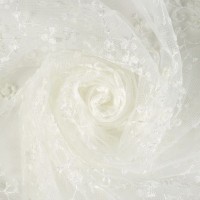 Тюль с вышивкой на сетке «Цветы» 1 п/м 280 см цвет кремовый