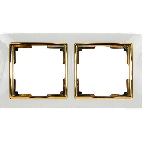 Рамка для розеток и выключателей Werkel Snabb 2 поста, цвет белый/золото
