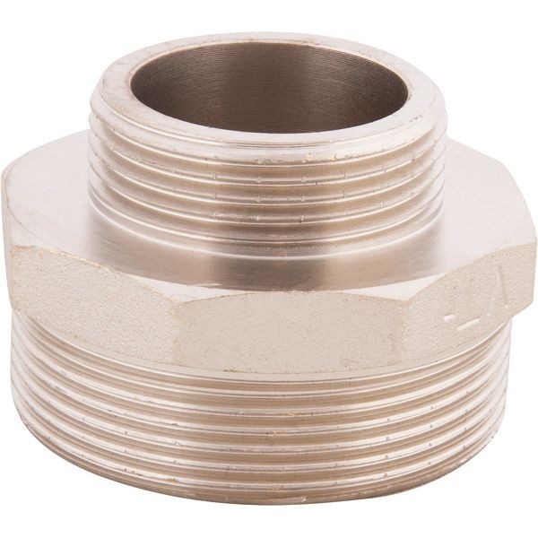 Ниппель переходной Valtec, наружная-наружная резьба, 1 1/4 "34;х2 "34;, никелированная латунь VTr.580.N.0907