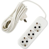 Удлинитель с заземлением для маломощной техники 3 розетки 5 м цвет белый