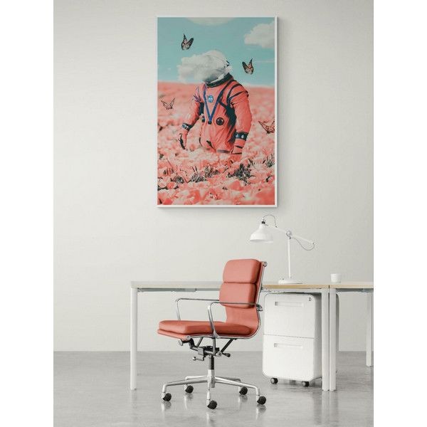 Плакат "34;Просто Постер "34; Космонавт в розовом поле 40x50 в раме 500668987781