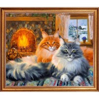 Картина на холсте Русская коллекция У камина. На даче КГ-х14, 68х58 см