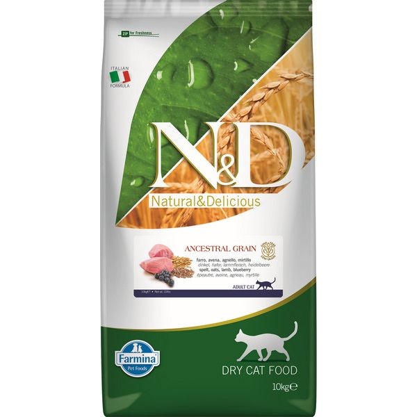 Сухой корм для кошек всех пород FARMINA N&D Low Grain Cat Lamb&Blueberry Adult Ягненок Черника 10 кг