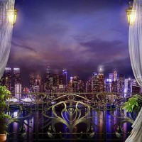 Фотообои Divino Decor Вид на мегаполис ночь K-030 300х270 см