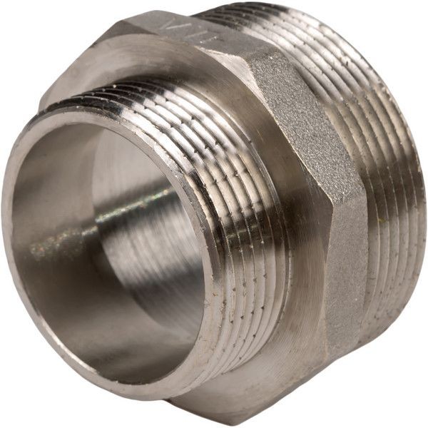 Ниппель переходной Valtec, наружная-наружная резьба, 1 1/2 "34;х2 "34;, никелированная латунь VTr.580.N.0908