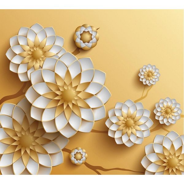 Фотообои Urban Style 3D Золотые цветы UST3126 300х270 см