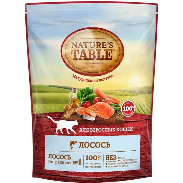 Сухой корм для кошек Nature’s Table Лосось, 650г