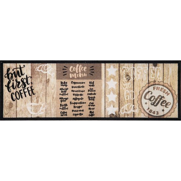 Коврик «First Coffee» 60, 50x150 см, полиамид, цвет коричневый
