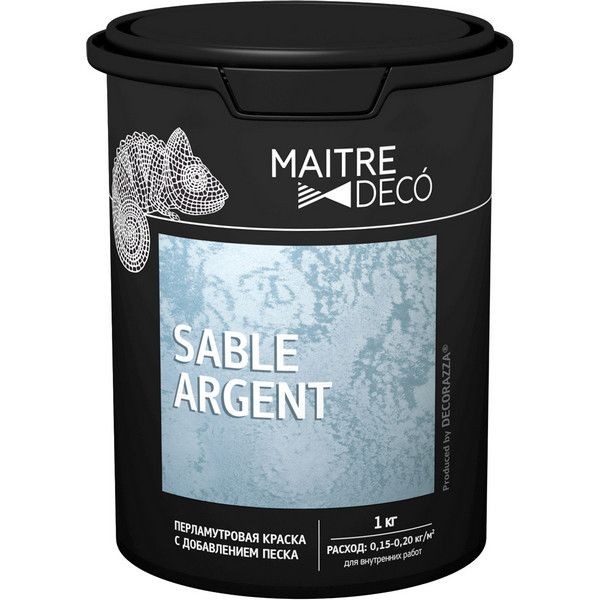 Краска перламутровая Maitre Deco «Sable Argent» с добавлением песка 1 кг