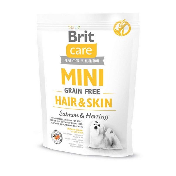 Сухой корм для собак мини-пород с шерстью, требующей ухода BRIT Care Mini GF Hair&Skin беззерновой 400 г