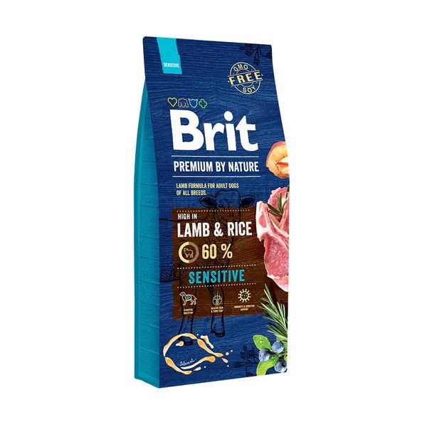 Сухой корм для собак с чувствительным пищеварением BRIT Premium By Nature Sensitive Lamb Ягненок 15 кг