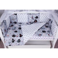 Комплект постельного белья AmaroBaby Котики в кроватку, бязь 15 предметов