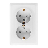 Розетка двойная встраиваемая Schneider Electric Этюд с заземлением, со шторками, цвет белый