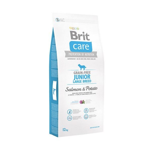 Сухой корм для юниоров крупных пород BRIT Care Salmon&Potato Junior Large Breed беззерновой Лосось Картофель 12 кг