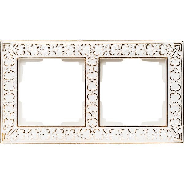 Рамка для розеток и выключателей Werkel Antik 2 поста, металл, цвет белое золото