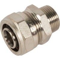 Соединитель обжимной Valtec, наружная резьба, 26х3/4 "34;, никелированная латунь VTm.301.N.002605