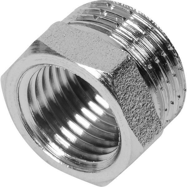 Футорка Valtec, наружняя-внутренняя резьба, 3/8 "34;х1/4 "34; мм, никелированная латунь VTr.581.N.0302