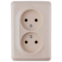 Розетка двойная встраиваемая Schneider Electric Этюд без заземления, цвет бежевый
