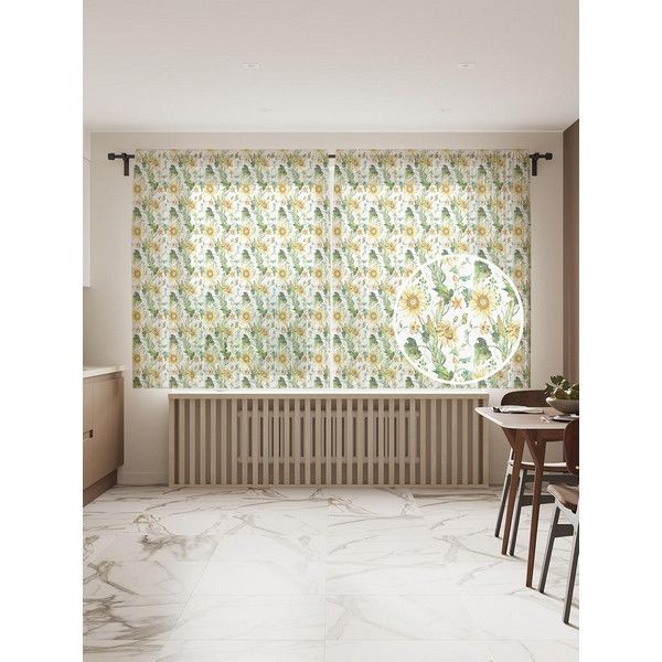 Фотоштора Ambesonne Яркие подсолнухи 9852V1 145x180 см 2 полотна