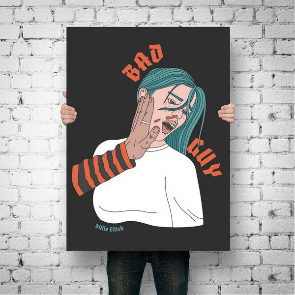 Плакат "34;Просто Постер "34; Billie Eilish 90x120 в подарочном тубусе 934197421331