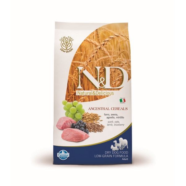 Сухой корм для собак мелких и карликовых пород FARMINA N&D Ancestral Grain Lamb&Blueberry Adult Mini низкозерновой Ягненок Черника 2.5 кг