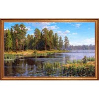 Картина на холсте Русская коллекция Лесное озеро БС-х11, 68х108 см
