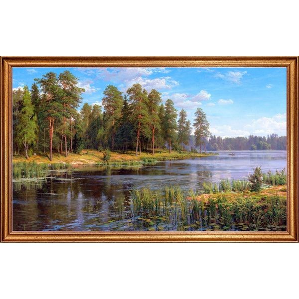 Картина на холсте Русская коллекция Лесное озеро БС-х11, 68х108 см
