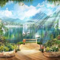 Фотообои Divino Decor Озеро с лебедями L-044 400х270 см