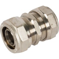 Соединитель обжимной Valtec, 32 мм, никелированная латунь VTm.303.N.003232