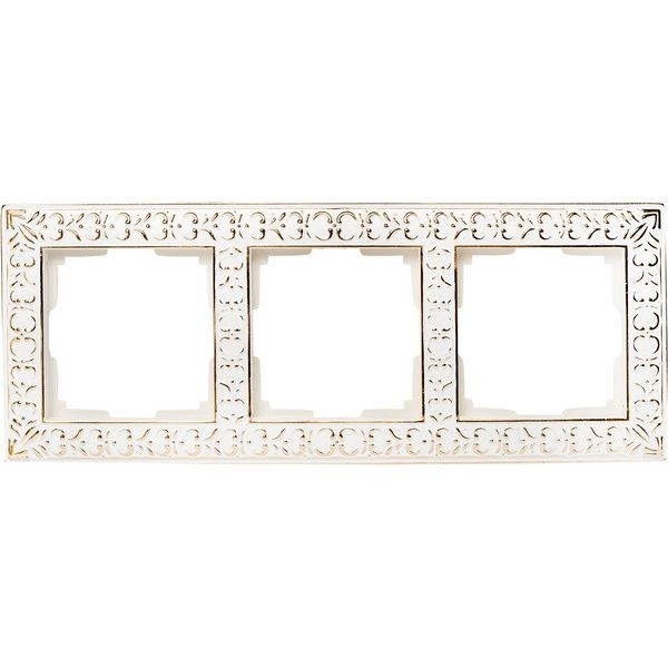 Рамка для розеток и выключателей Werkel Antik 3 поста, металл, цвет белое золото