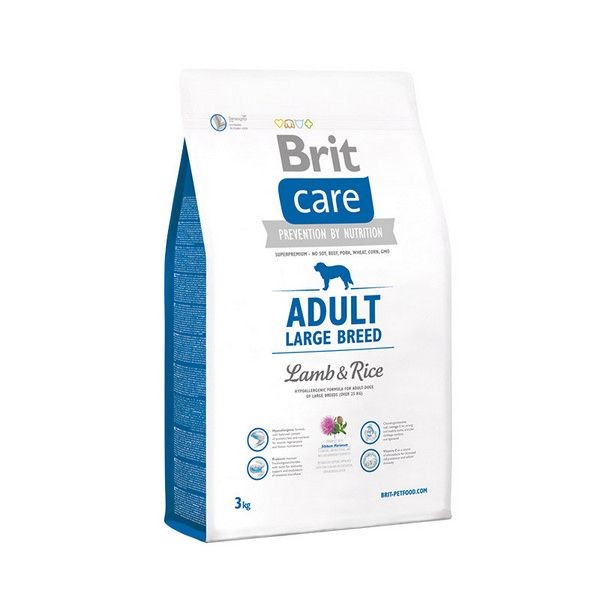 Сухой корм для взрослых собак крупных пород склонных к аллергии BRIT Care Adult Large Breed Ягненок Рис 3 кг