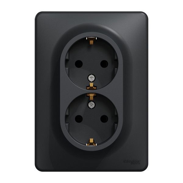 Розетка двойная встраиваемая Schneider Electric Sedna Design с заземлением, цвет антрацит