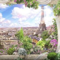 Фотообои Divino Decor Вид с балкона на Париж H-019 300х147 см
