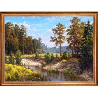Картина на холсте Русская коллекция Лесная речка БС-х12, 68х88 см