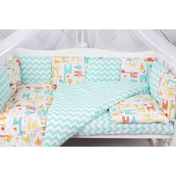 Комплект постельного белья AmaroBaby Жирафики в кроватку, поплин 15 предметов
