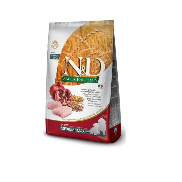 Сухой корм для щенков средних и крупных пород FARMINAN&D Ancestral Dog Chicken Spelt Oats&Pomegranate Puppy Medium&Maxi Курица Гранат 12 кг